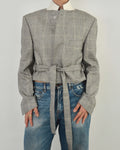Tied-up Blazer - Light Grey Stripped (L)