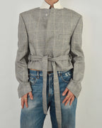Tied-up Blazer - Light Grey Stripped (L)