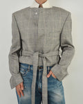 Tied-up Blazer - Light Grey Stripped (L)