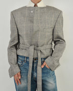 Tied-up Blazer - Light Grey Stripped (L)