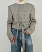 Tied-up Blazer - Light Grey Stripped (L)