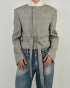 Tied-up Blazer - Light Grey Stripped (L)