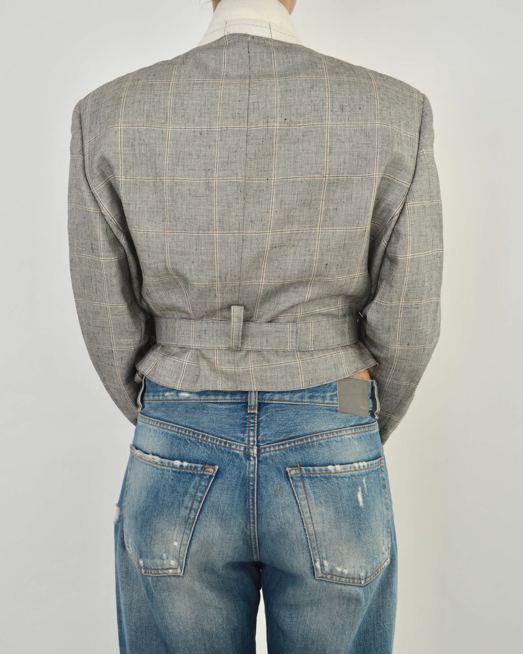 Tied-up Blazer - Light Grey Stripped (L)