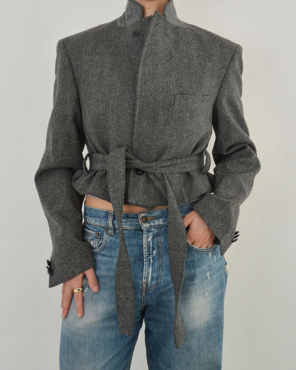 Tied-up Blazer - Grey Tweed (M)