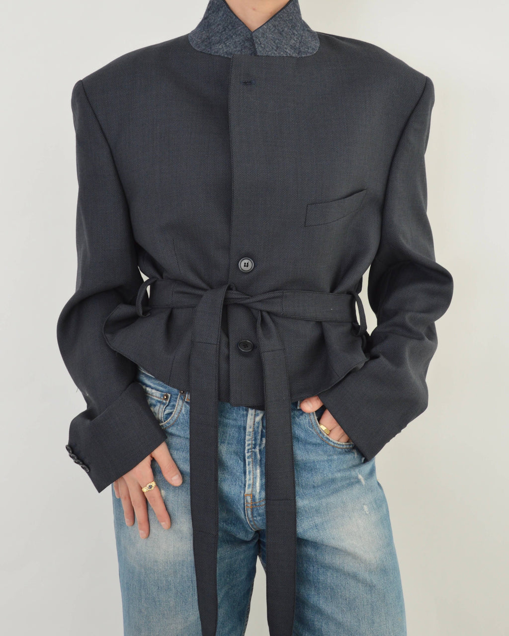 Tied-up Blazer - Dark Blue (XL)