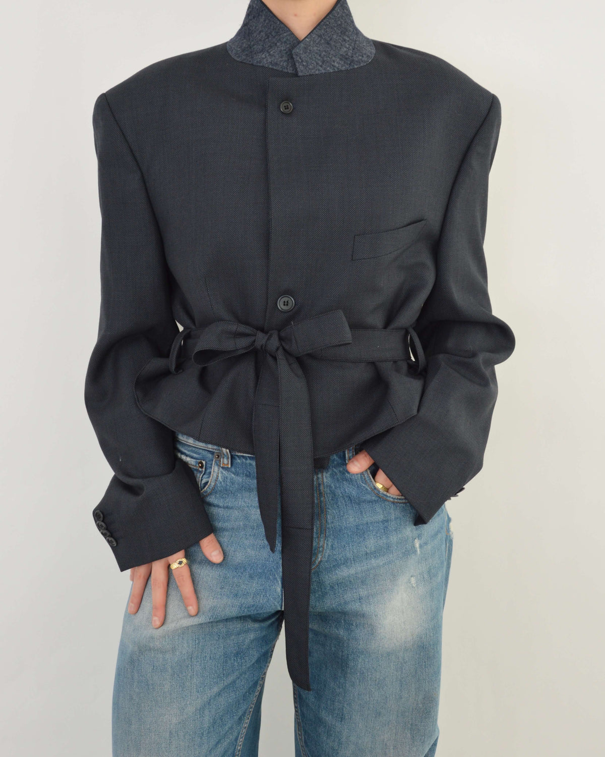 Tied-up Blazer - Dark Blue (XL)