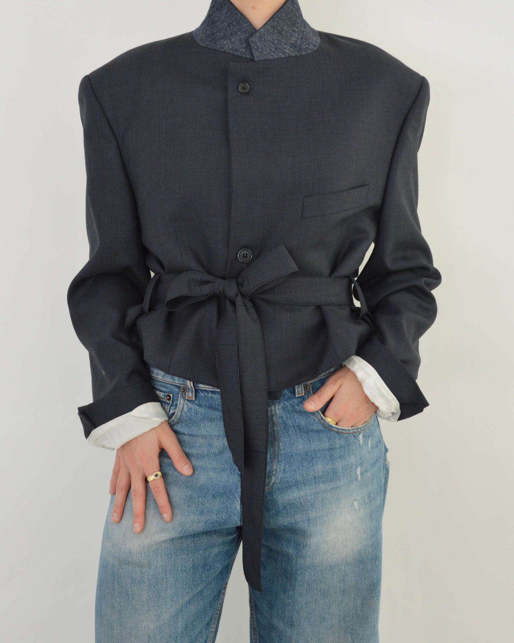 Tied-up Blazer - Dark Blue (XL)