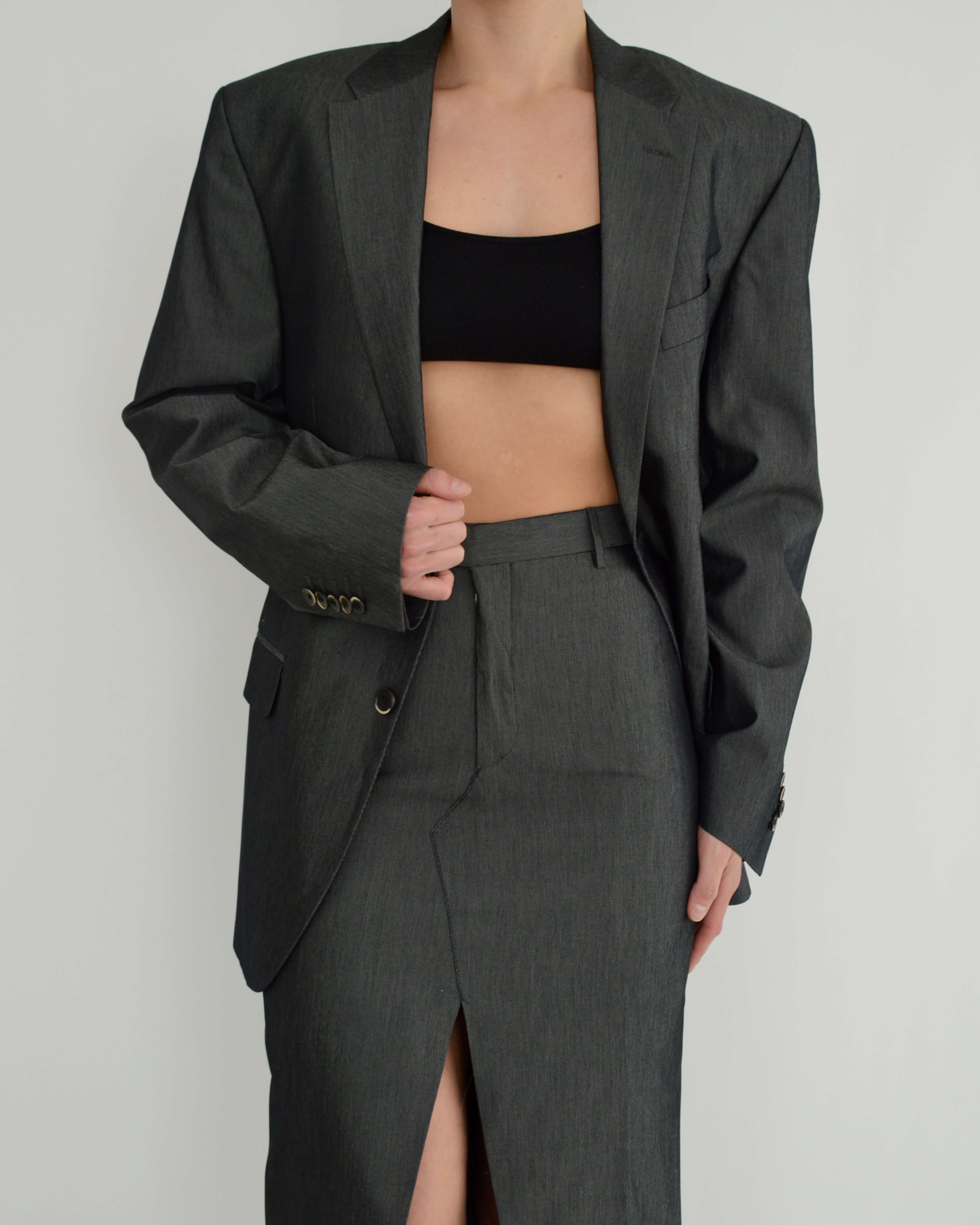 Skirt Suit Silk Grey (S/M) – ARCHIVE The Label - Main Image