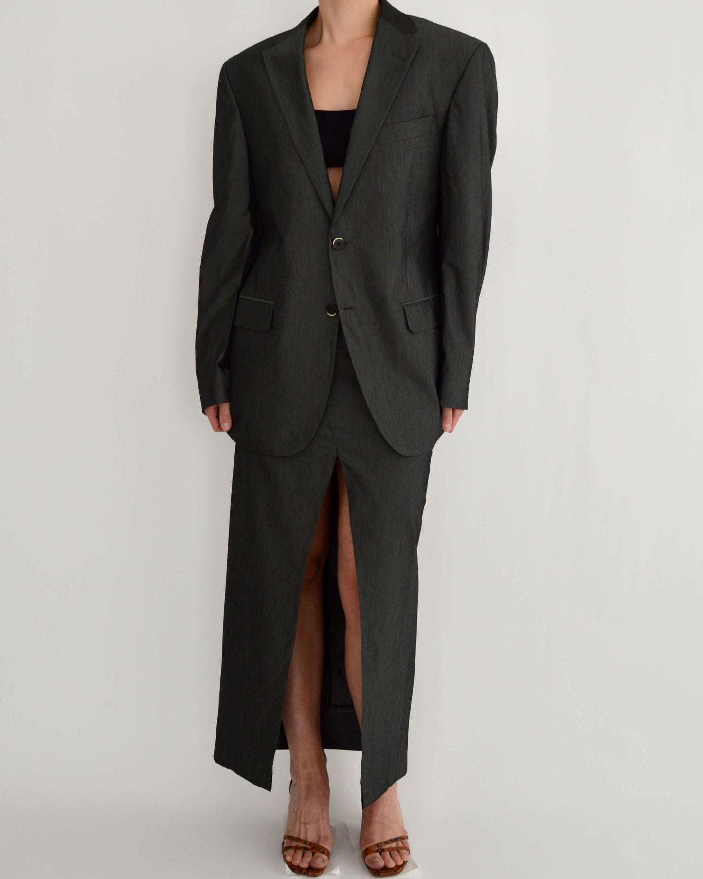 Skirt Suit - Silk Grey (S/M)