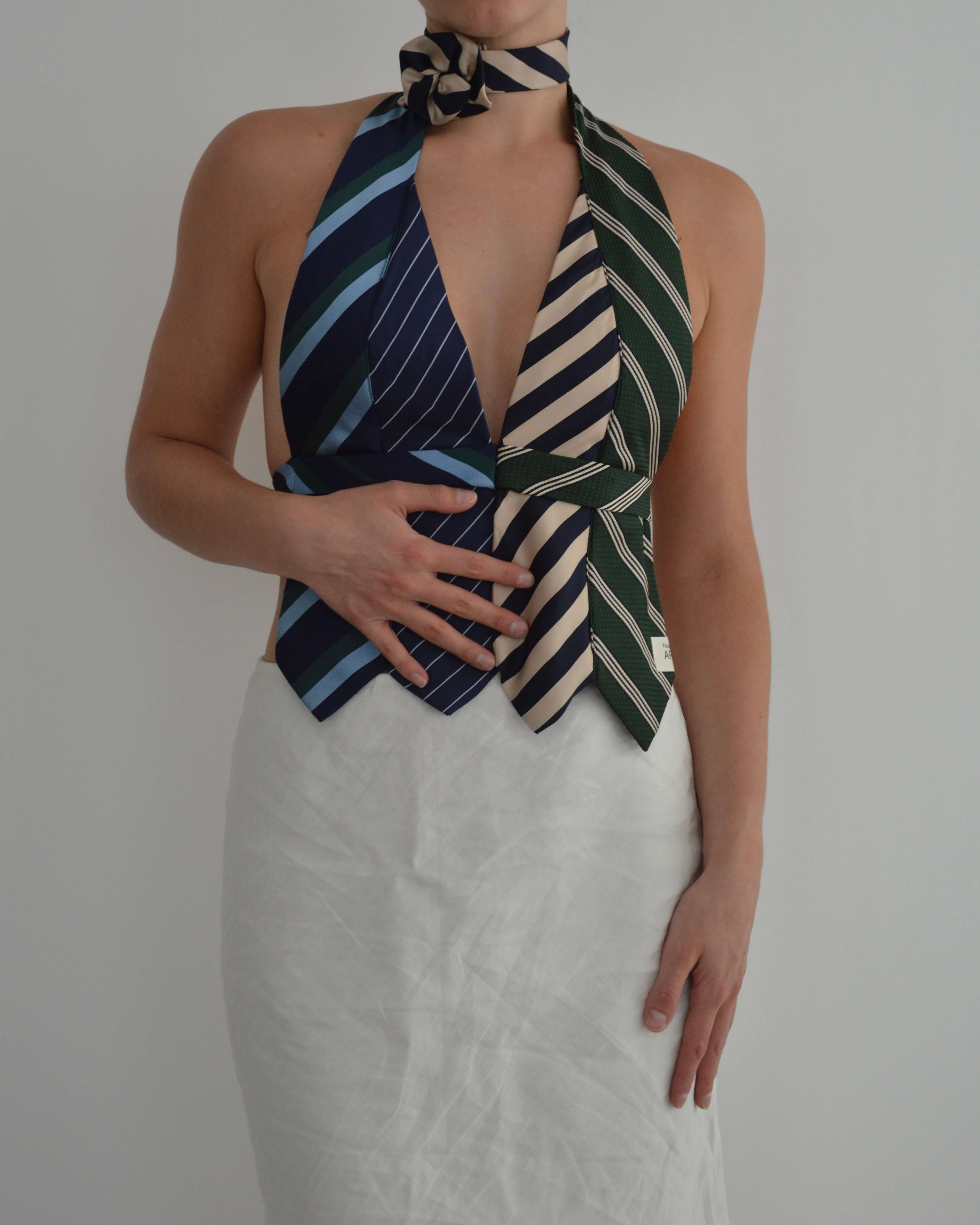 Flower Choker - Navy & Beige Soft