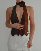 Flower Choker - Brown Textured