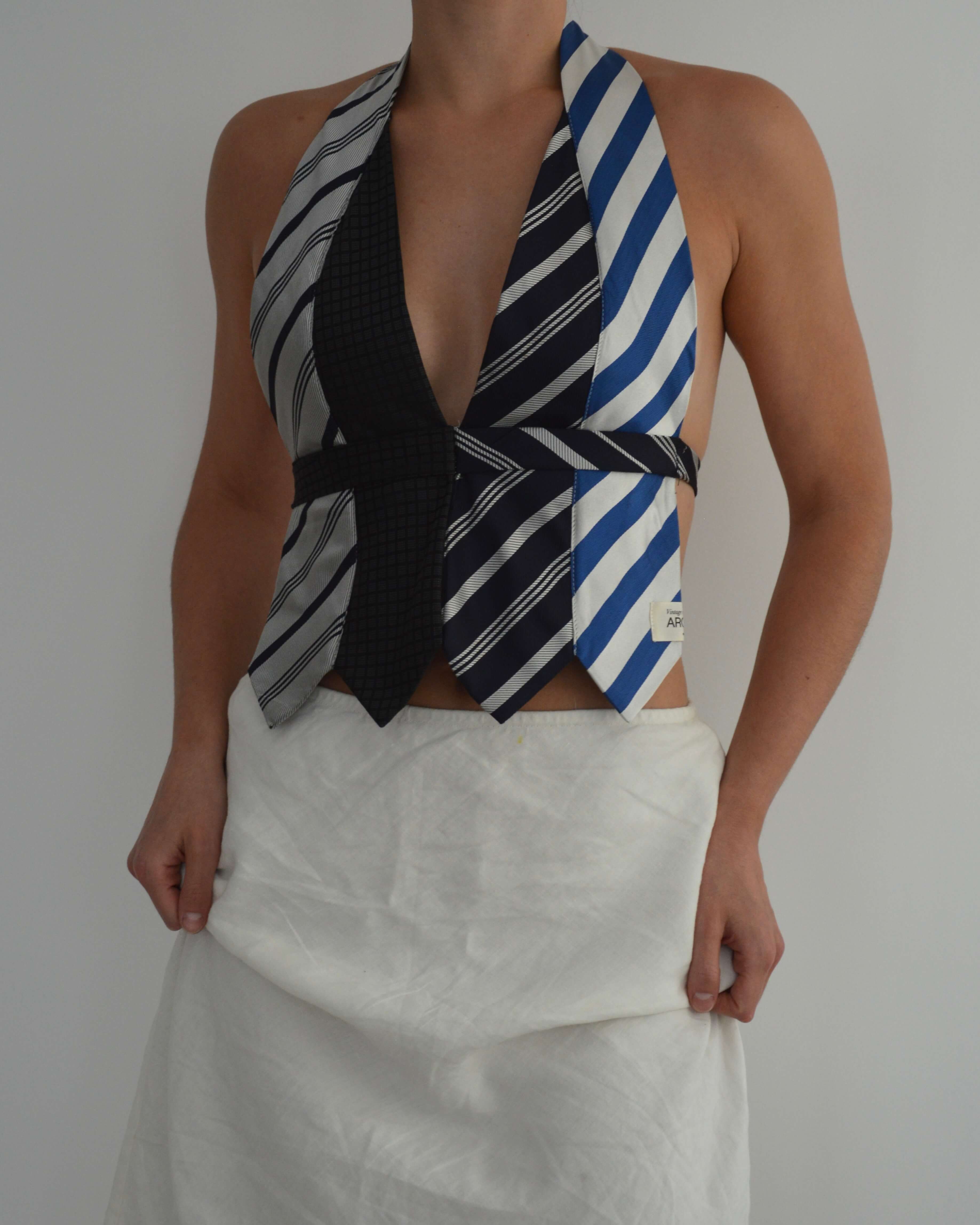 Haut à nouer - Noirs et rayures (S/M)