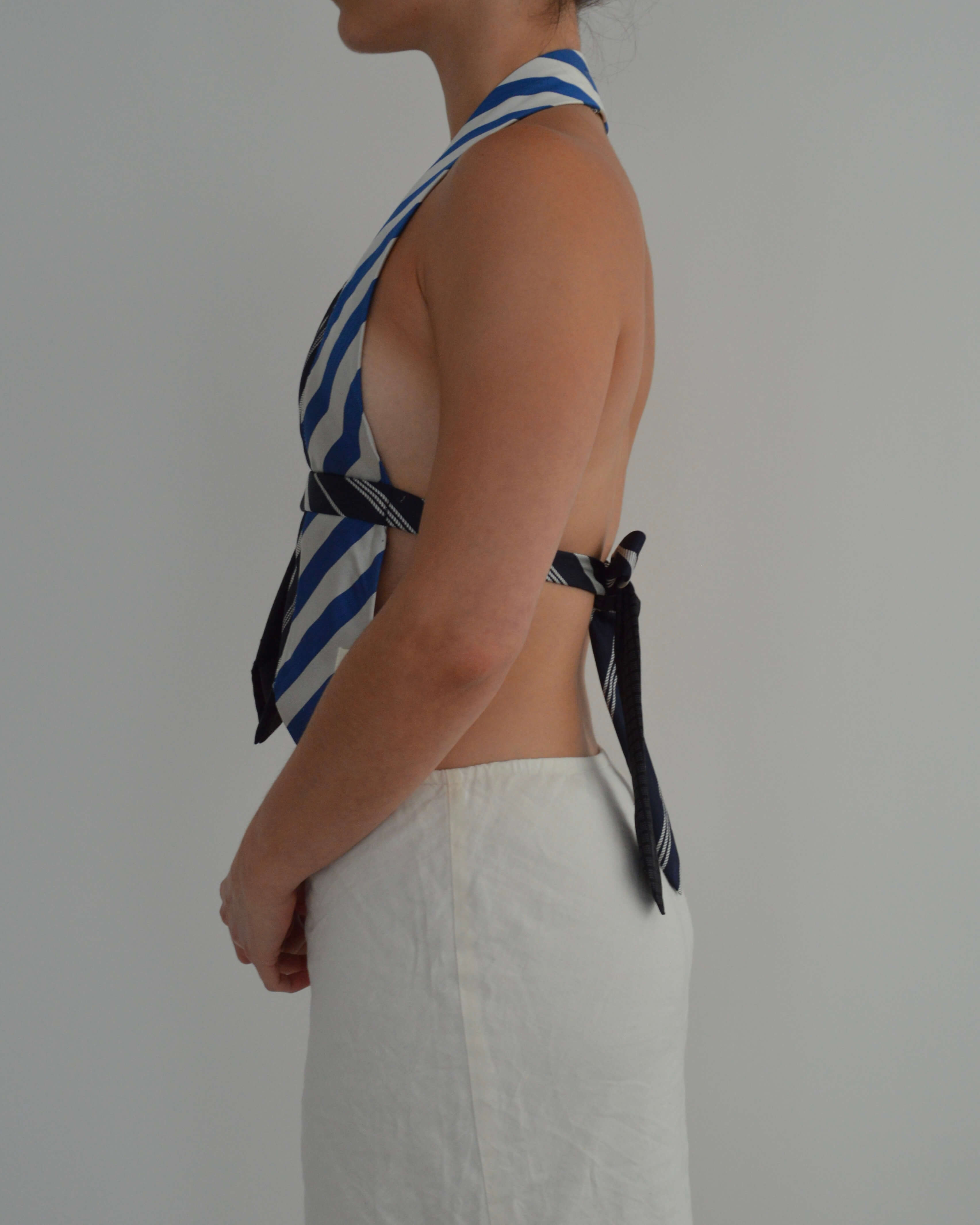 Haut à nouer - Noirs et rayures (S/M)