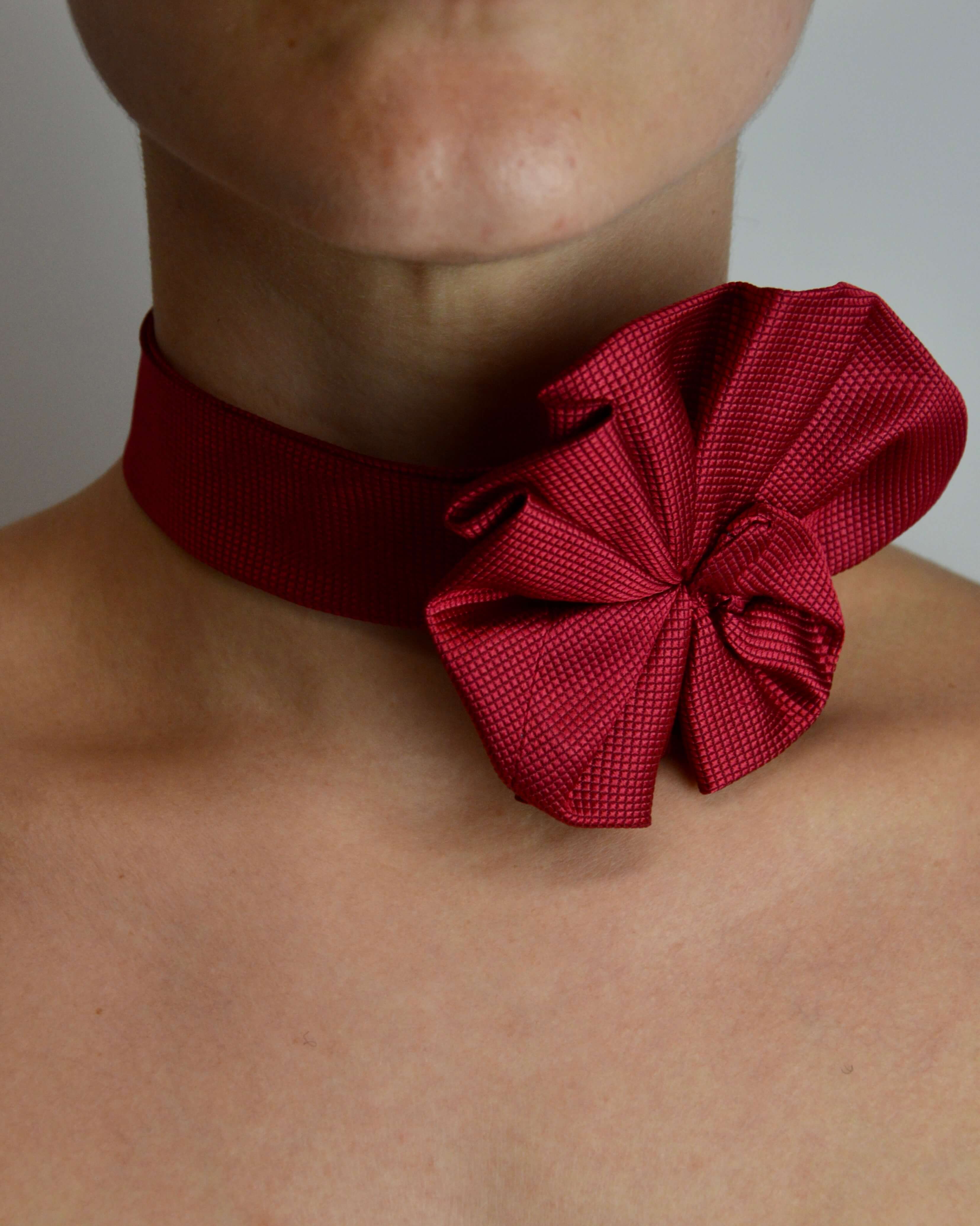 Flower Choker - Darker Red
