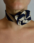 Flower Choker - Navy & Beige Soft