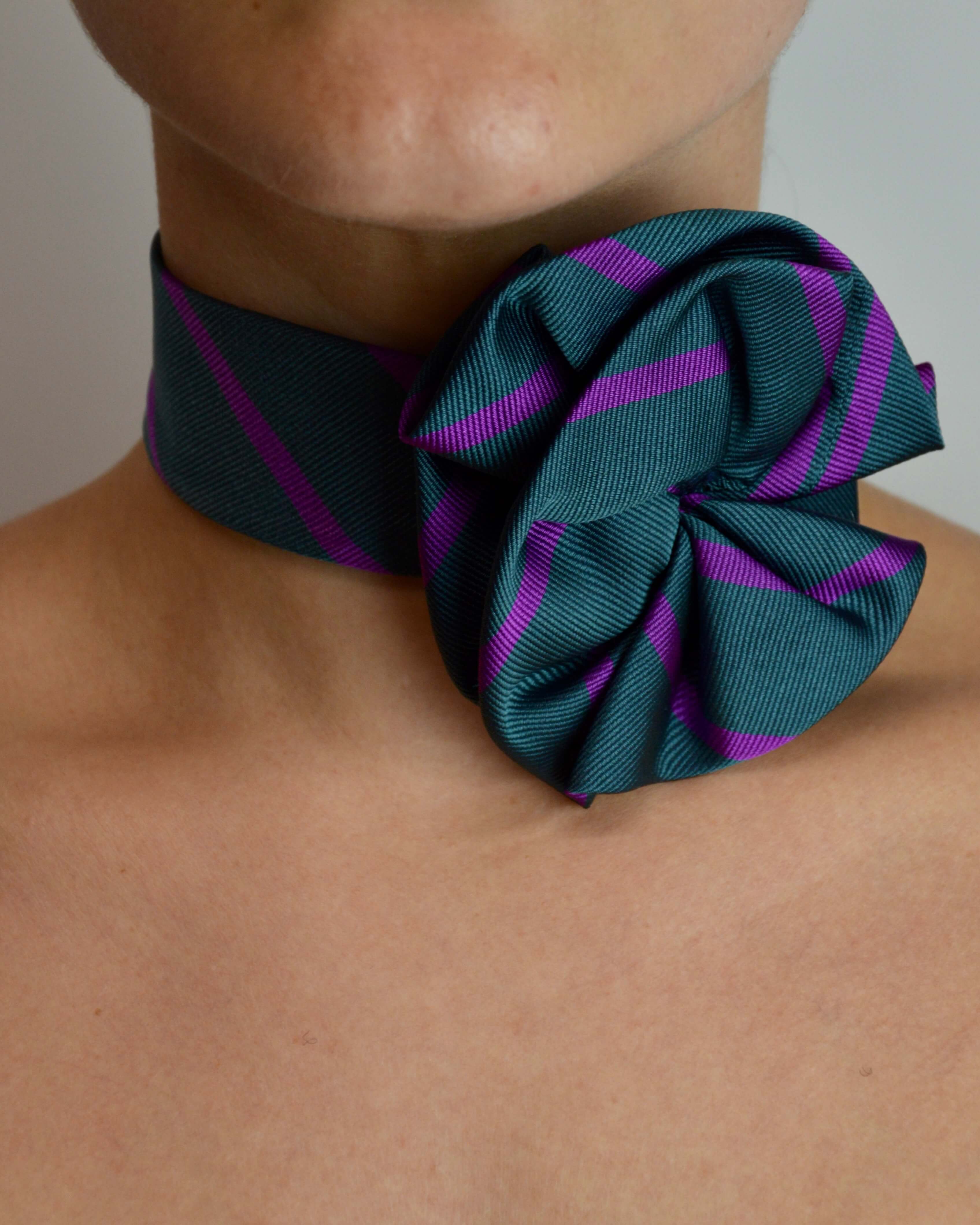 Flower Choker - Green and Purple
