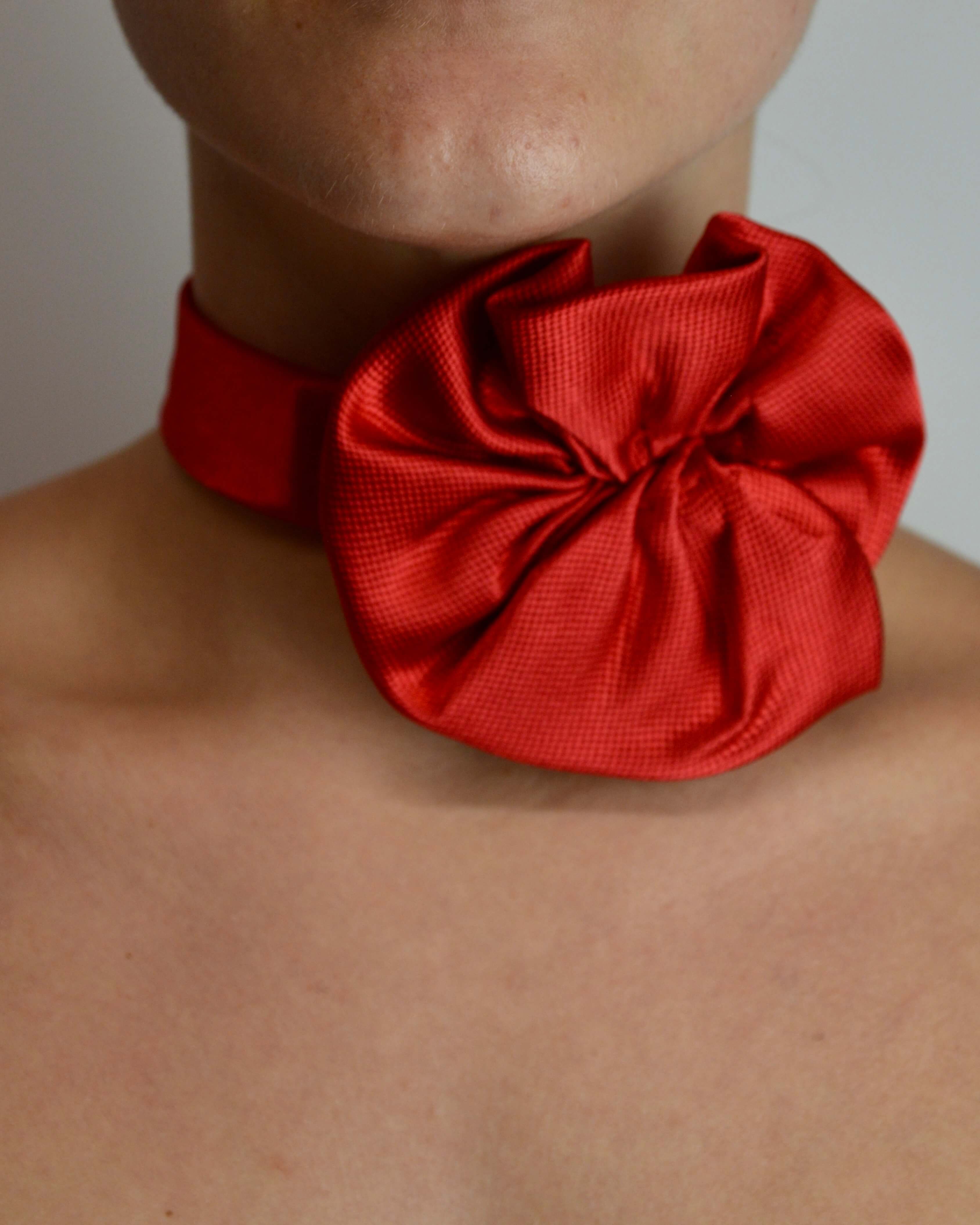 Flower Choker - Cherry Red