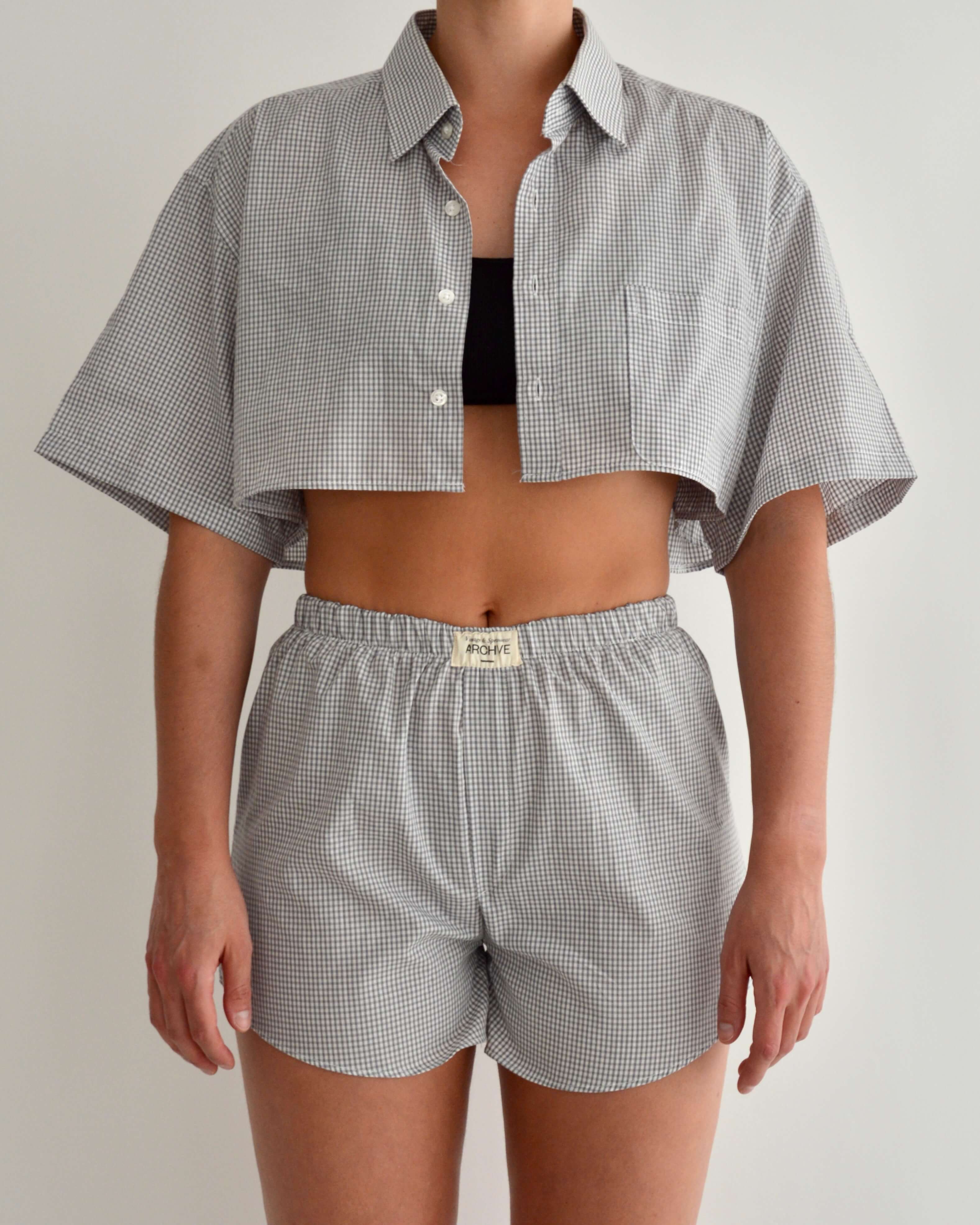 PJ Set - Light Grey Vichy (XS)