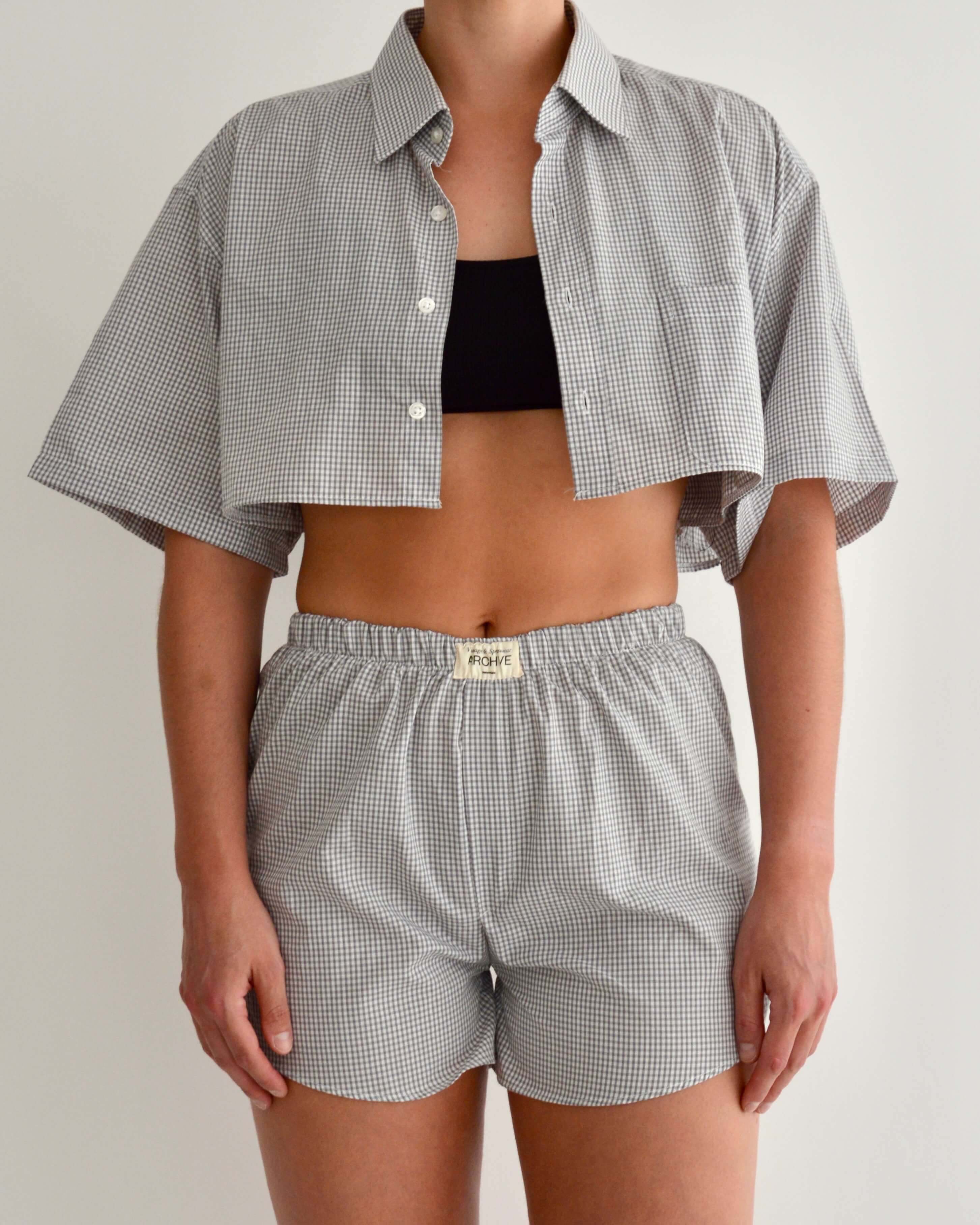 PJ Set - Light Grey Vichy (XS)