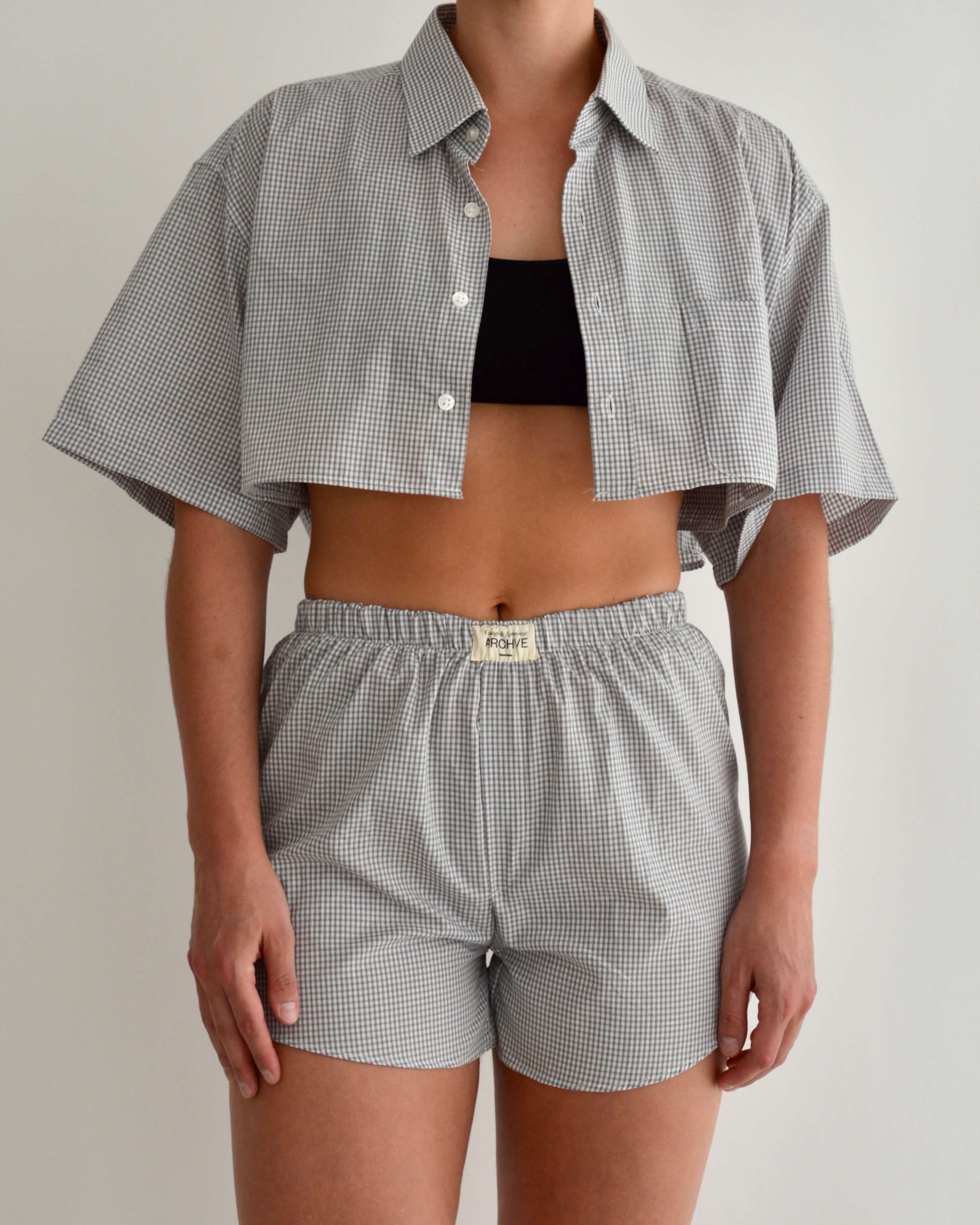 PJ Set - Light Grey Vichy (XS)