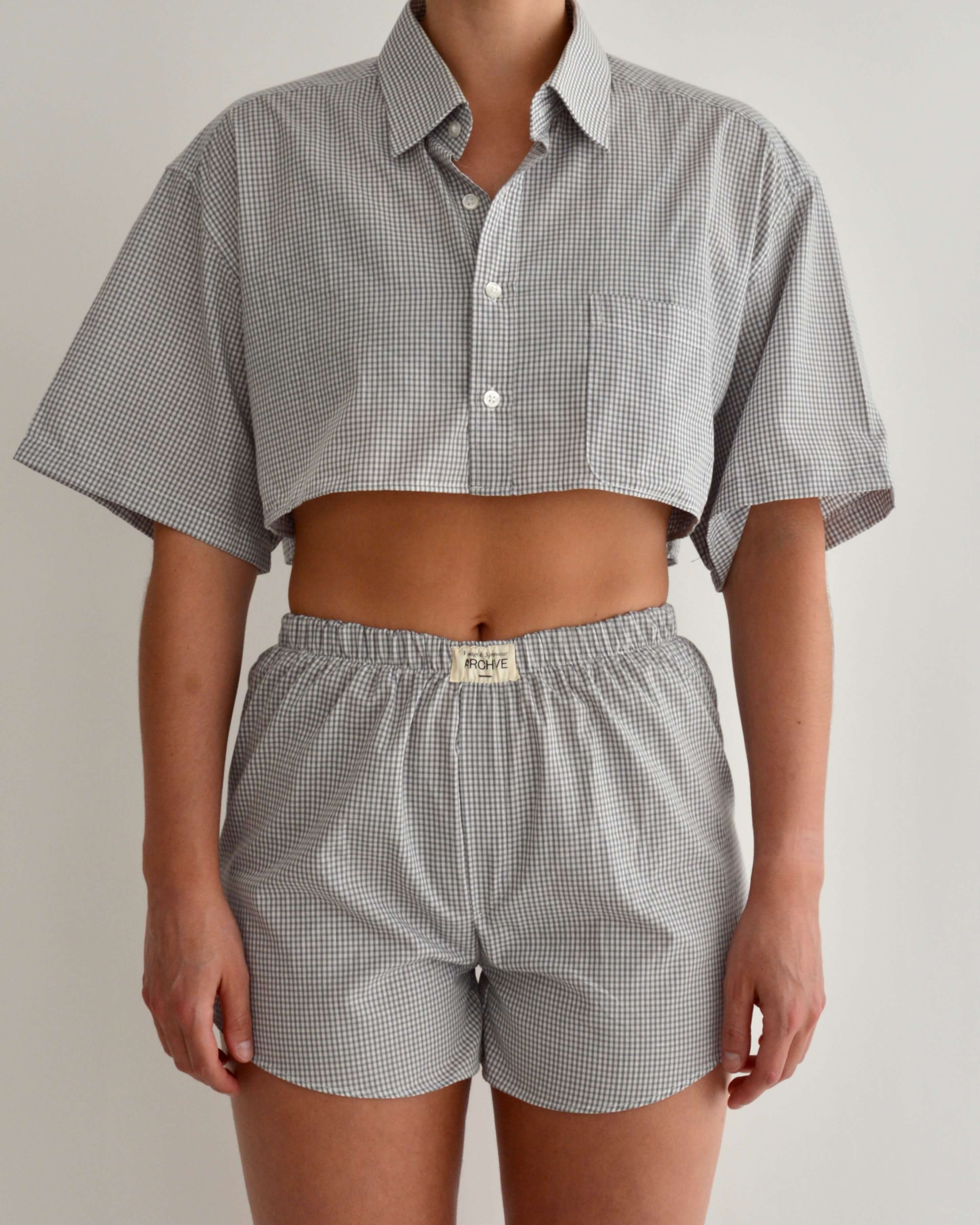 PJ Set - Light Grey Vichy (XS)