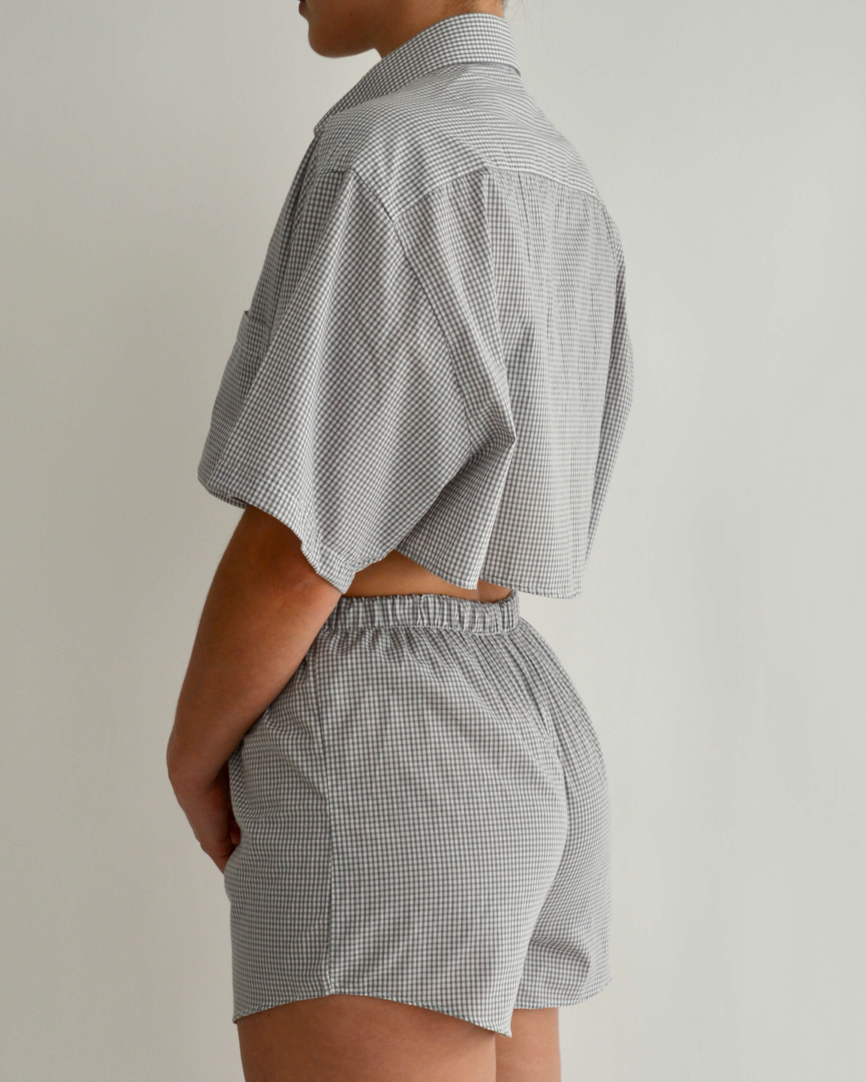 PJ Set - Lichtgrijs Vichy (XS)