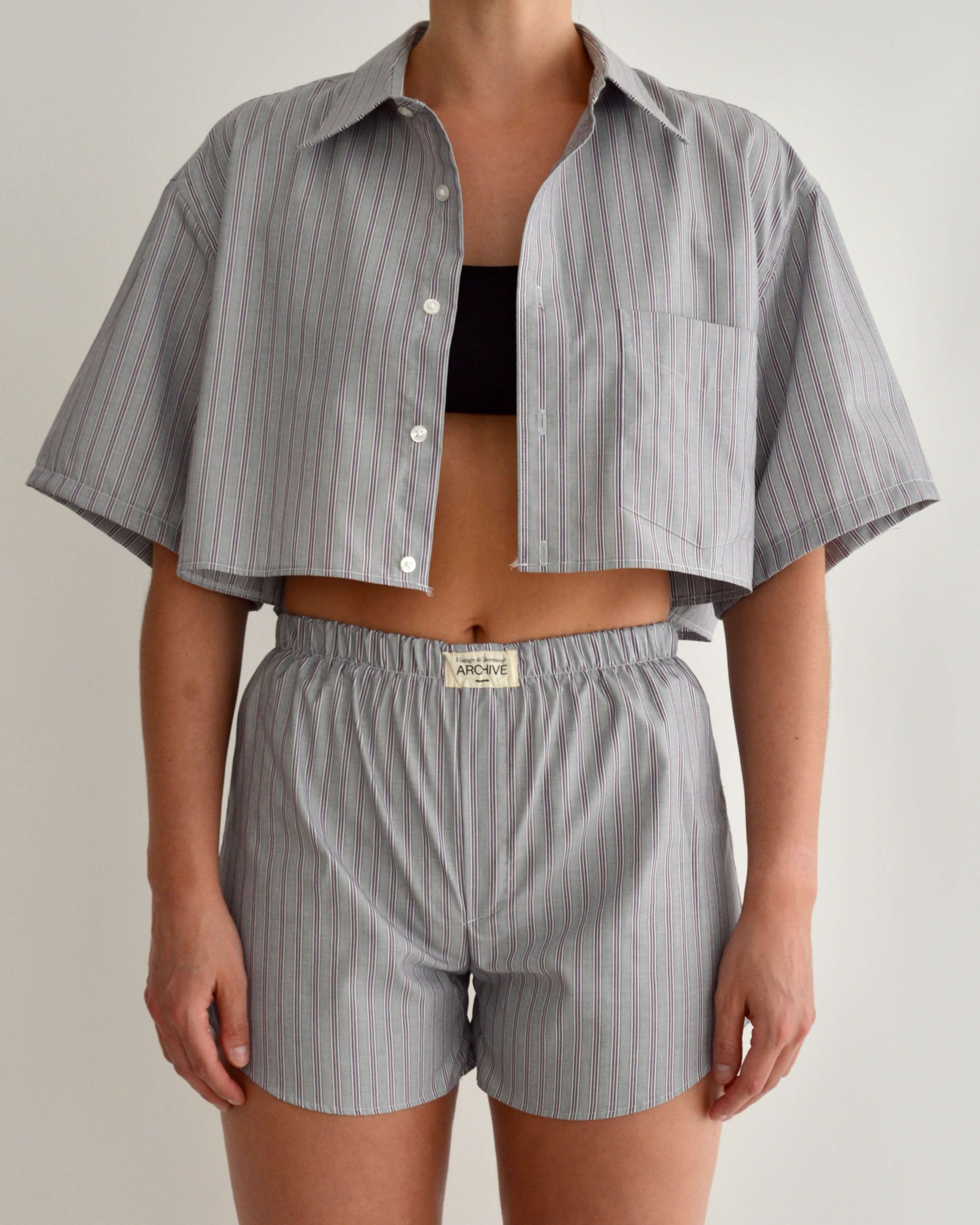 PJ Set - Grey Purple Lines (XS)