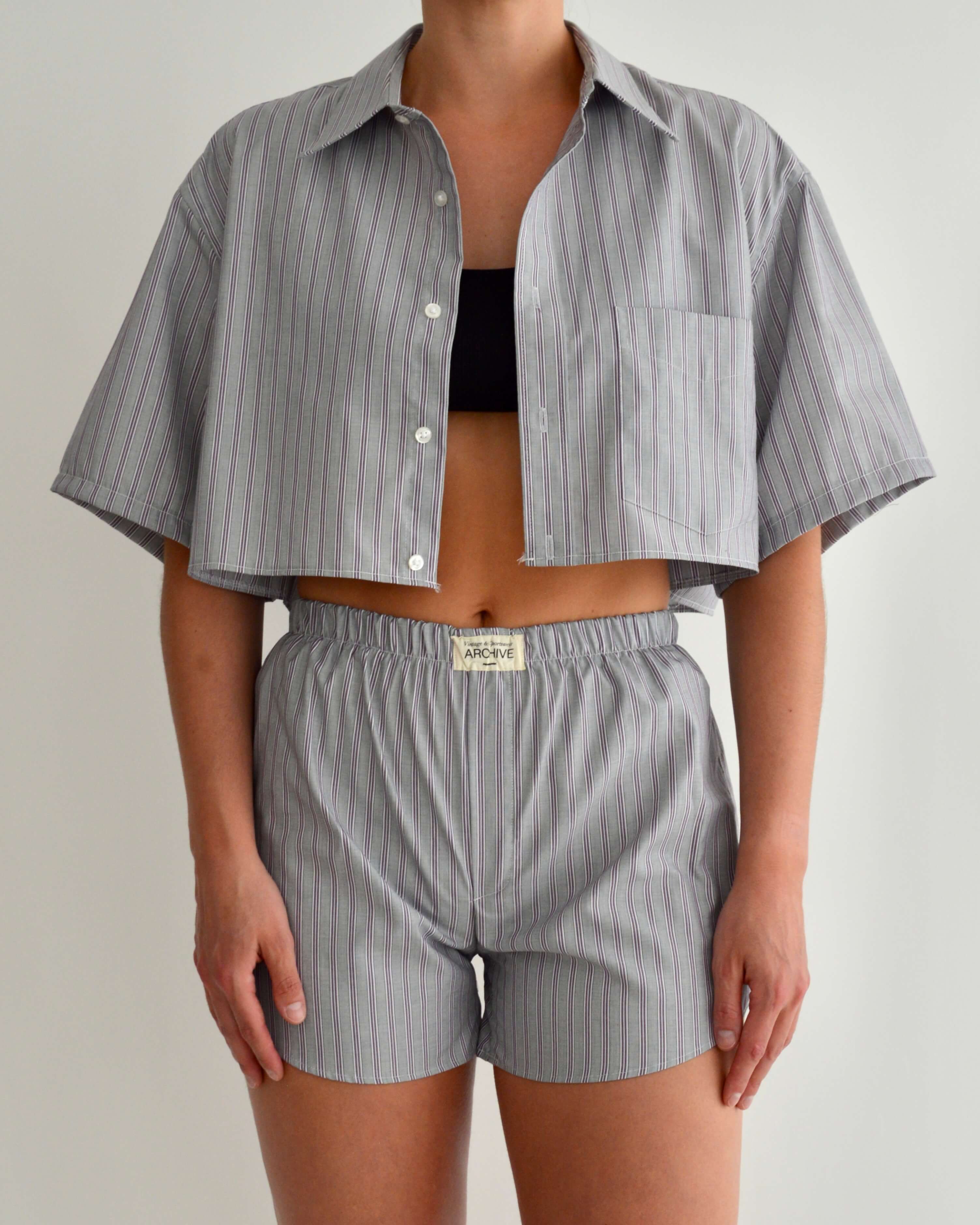 PJ Set - Grey Purple Lines (XS)