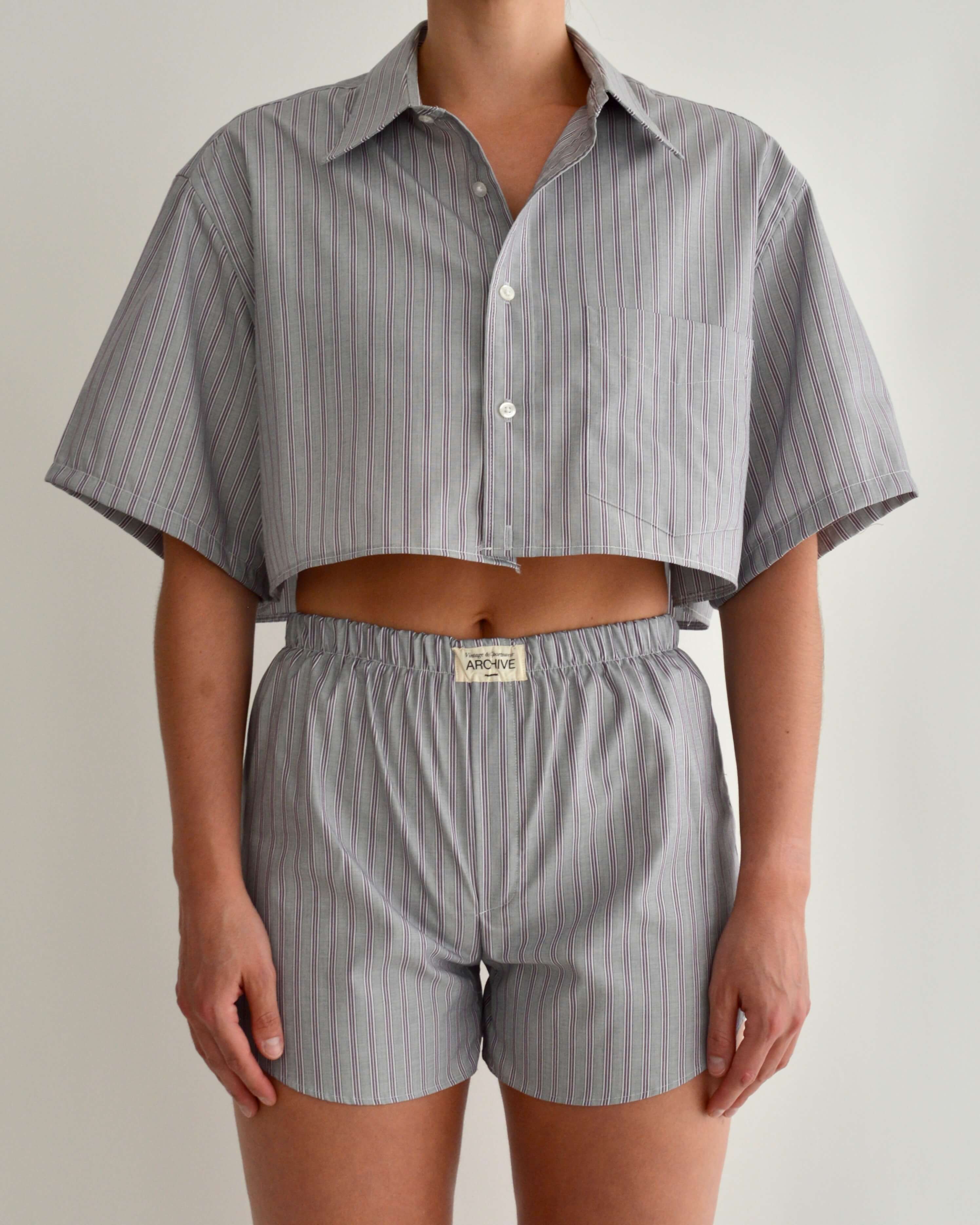 PJ Set - Grey Purple Lines (XS)