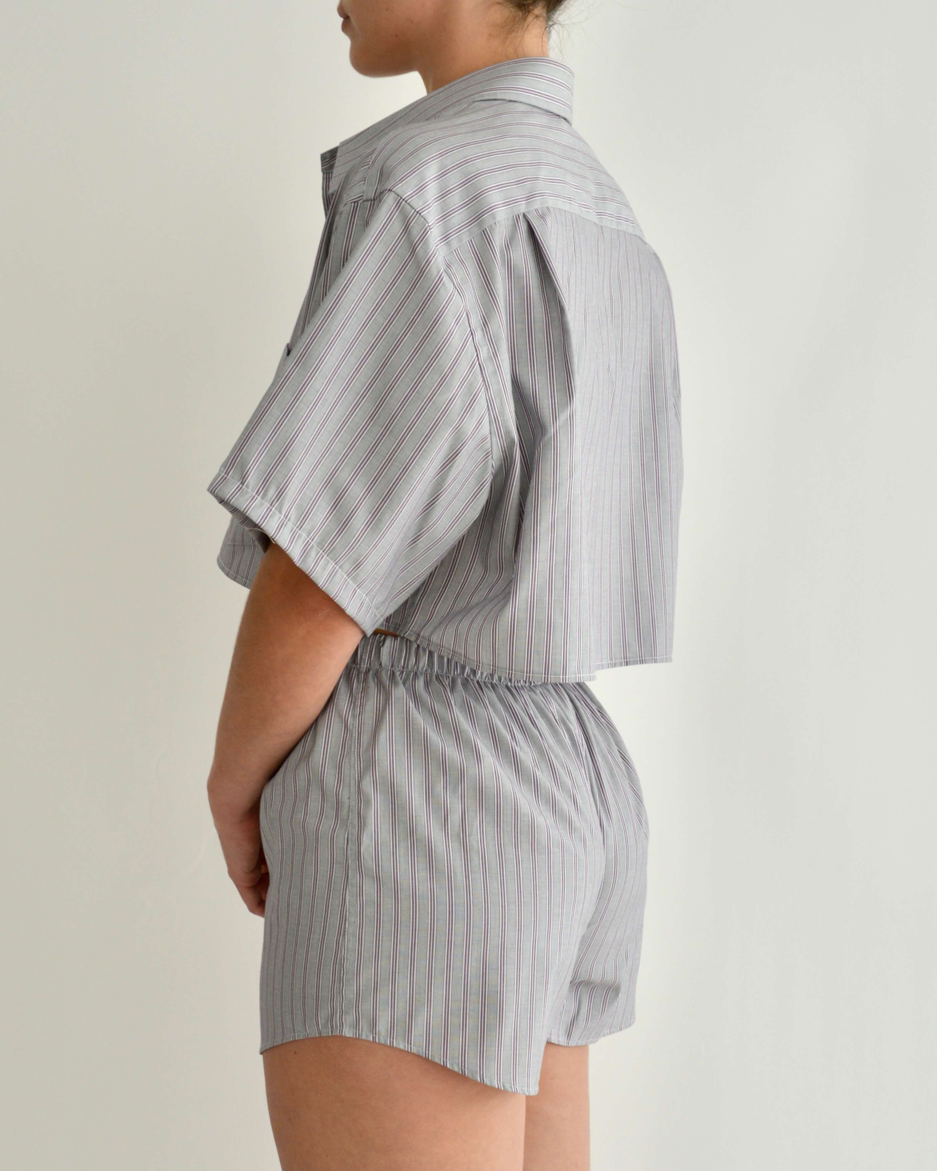 PJ Set - Grey Purple Lines (XS)