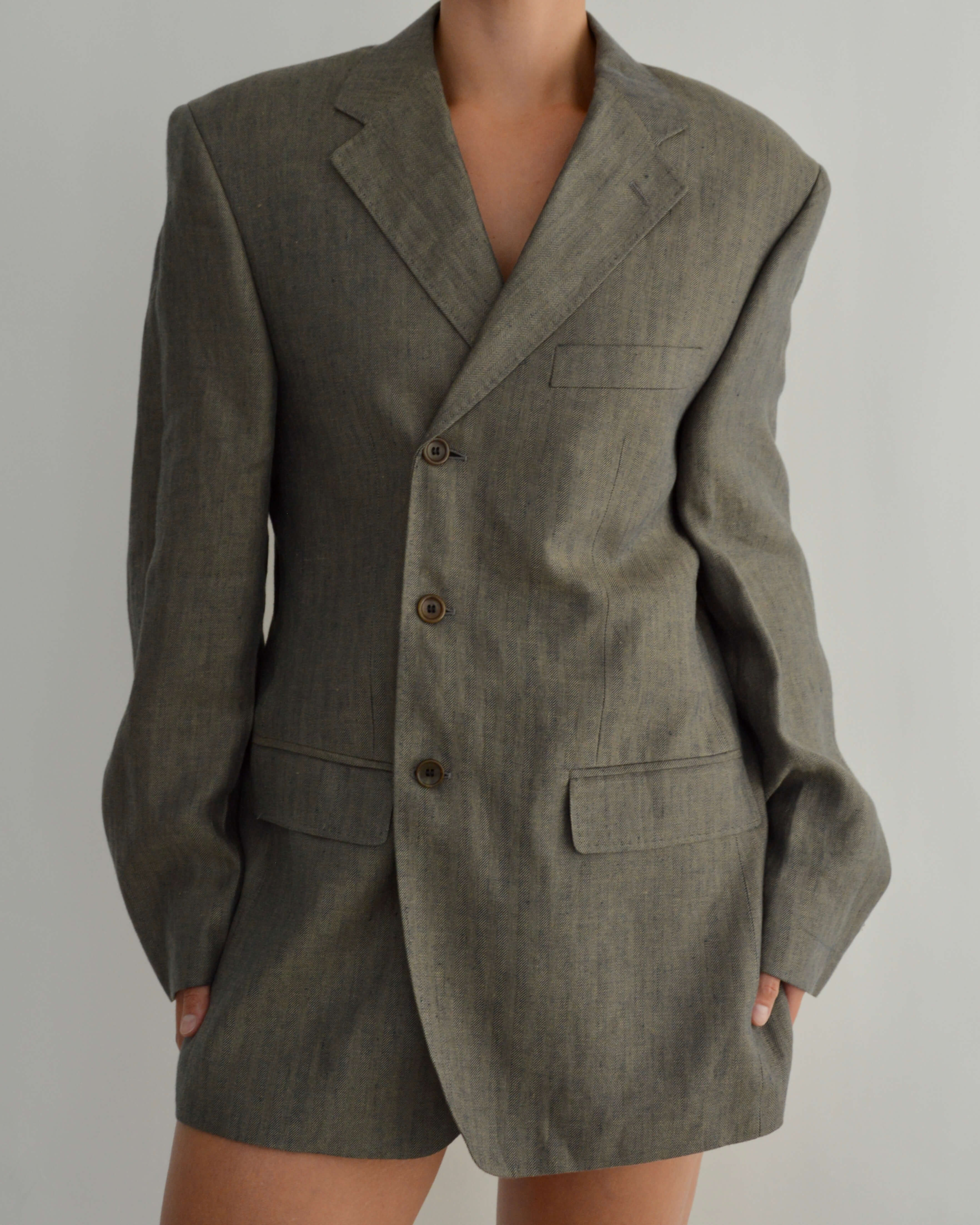 Robe blazer courte - Lin vert (S/L)