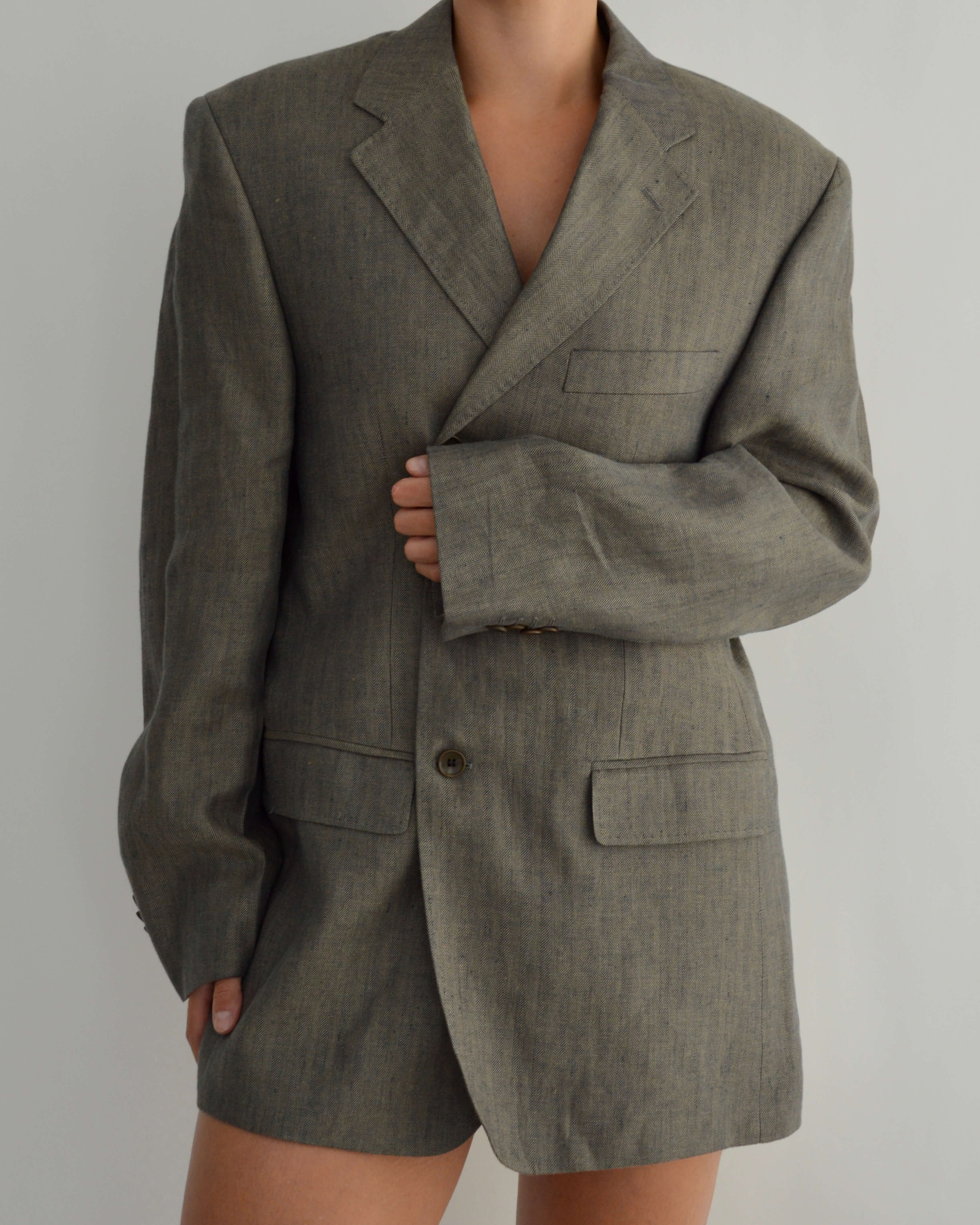 Robe blazer courte - Lin vert (S/L)