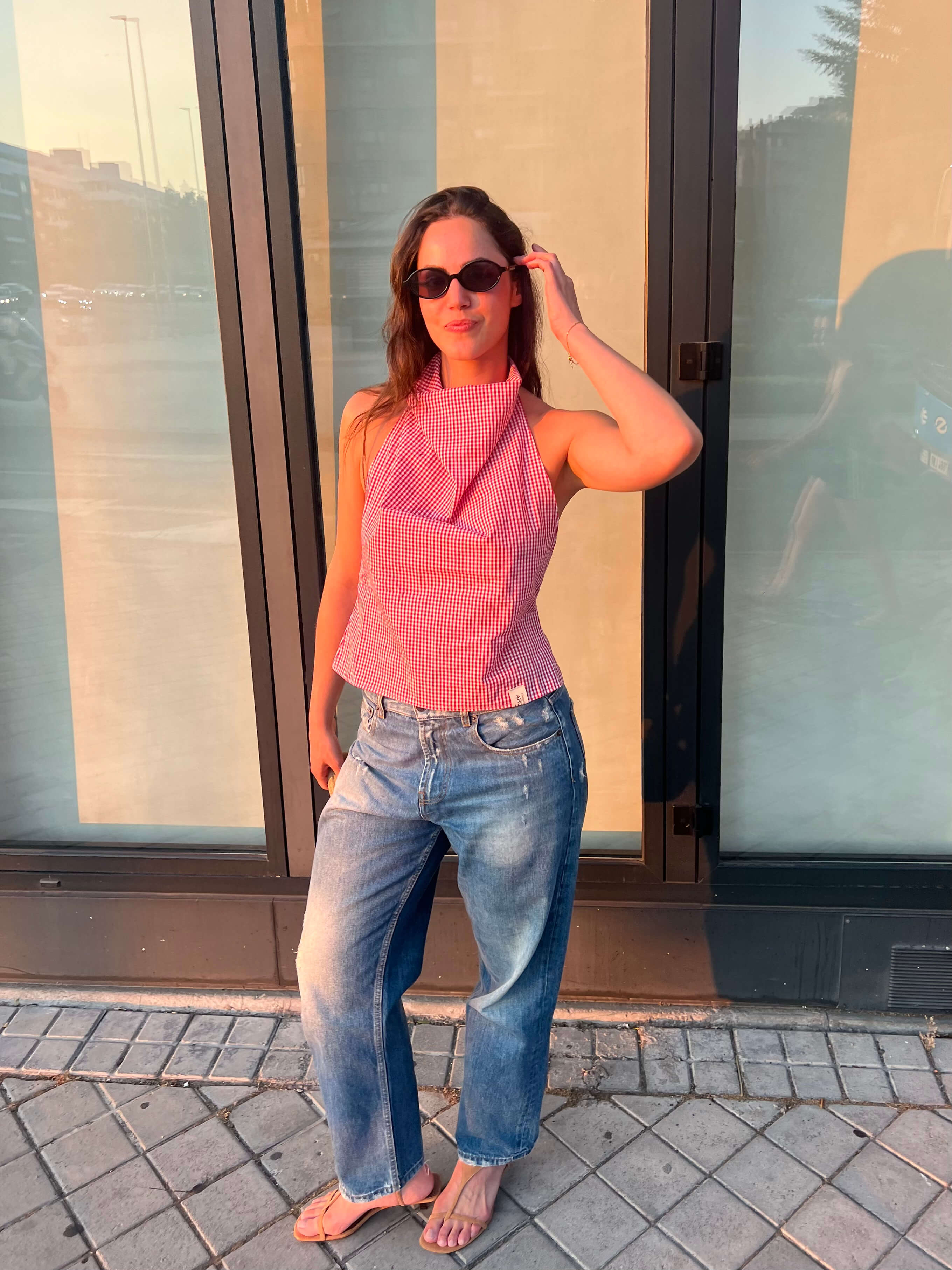 Halter Blouse - Checkred Red (S/M)