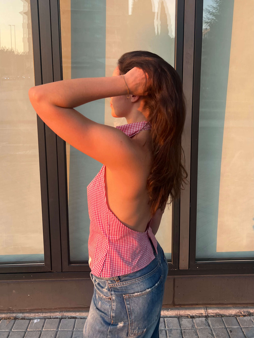 Halter Blouse - Checkred Red (S/M)