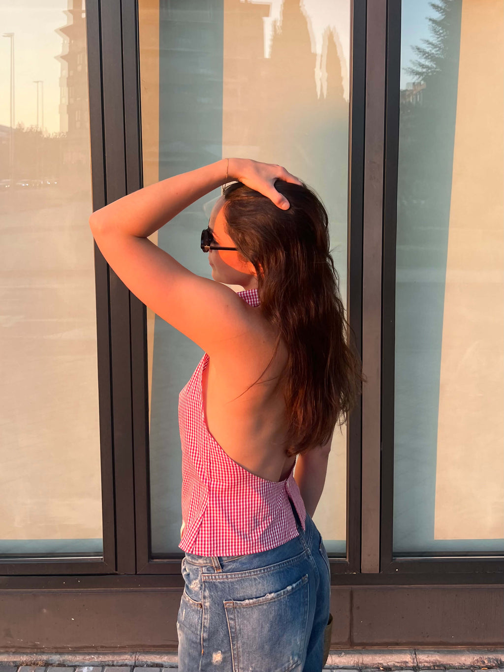 Halter Blouse - Checkred Red (S/M)