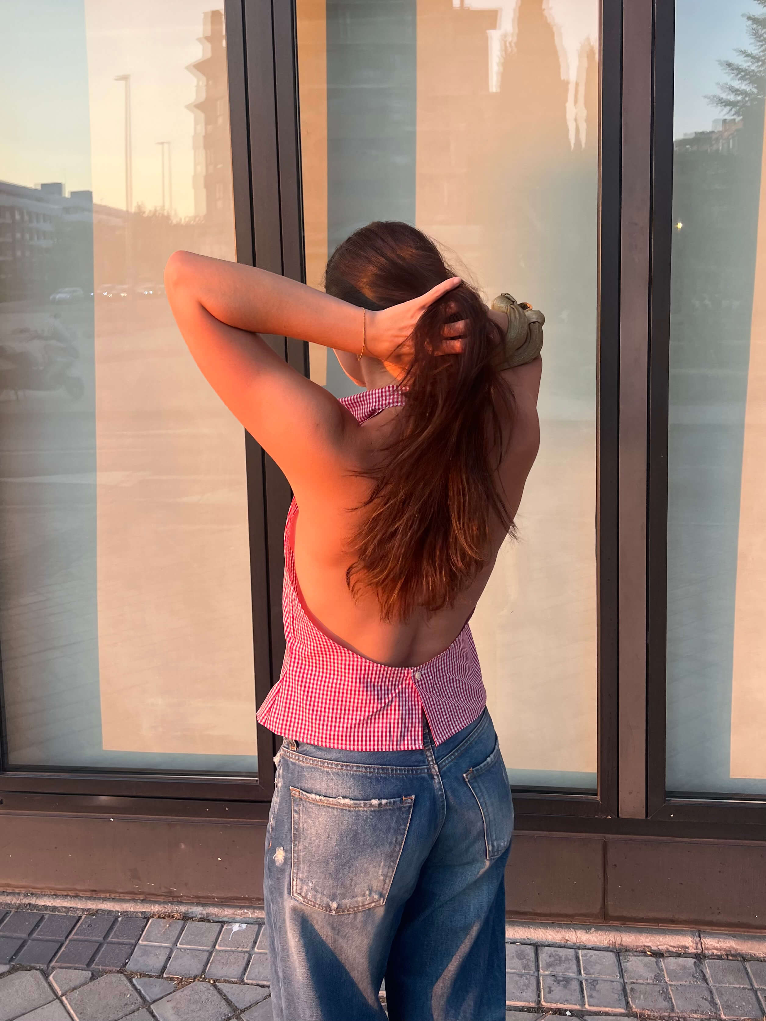 Halter Blouse - Checkred Red (S/M)