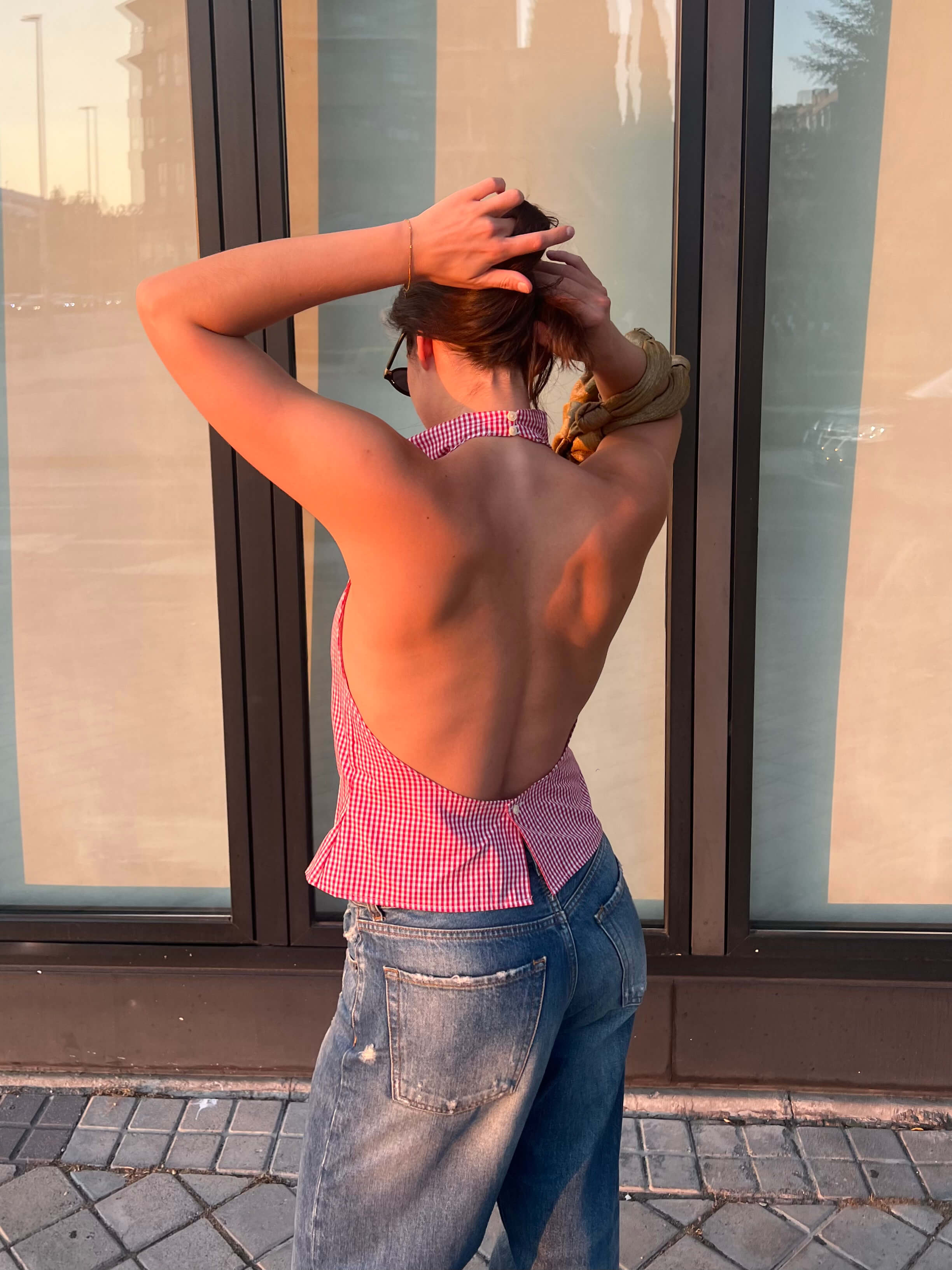 Halter Blouse - Checkred Red (S/M)