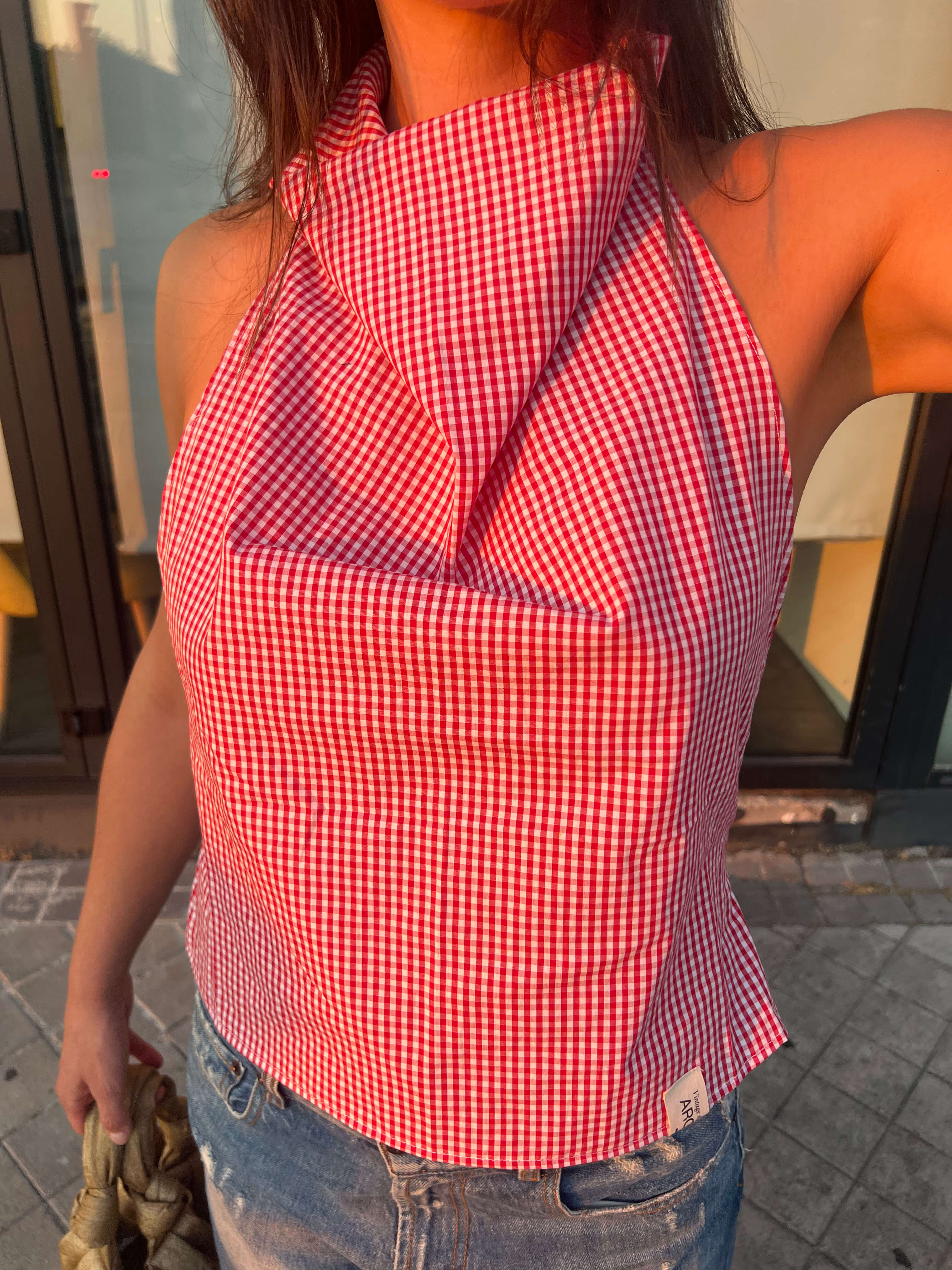 Halter Blouse - Checkred Red (S/M)