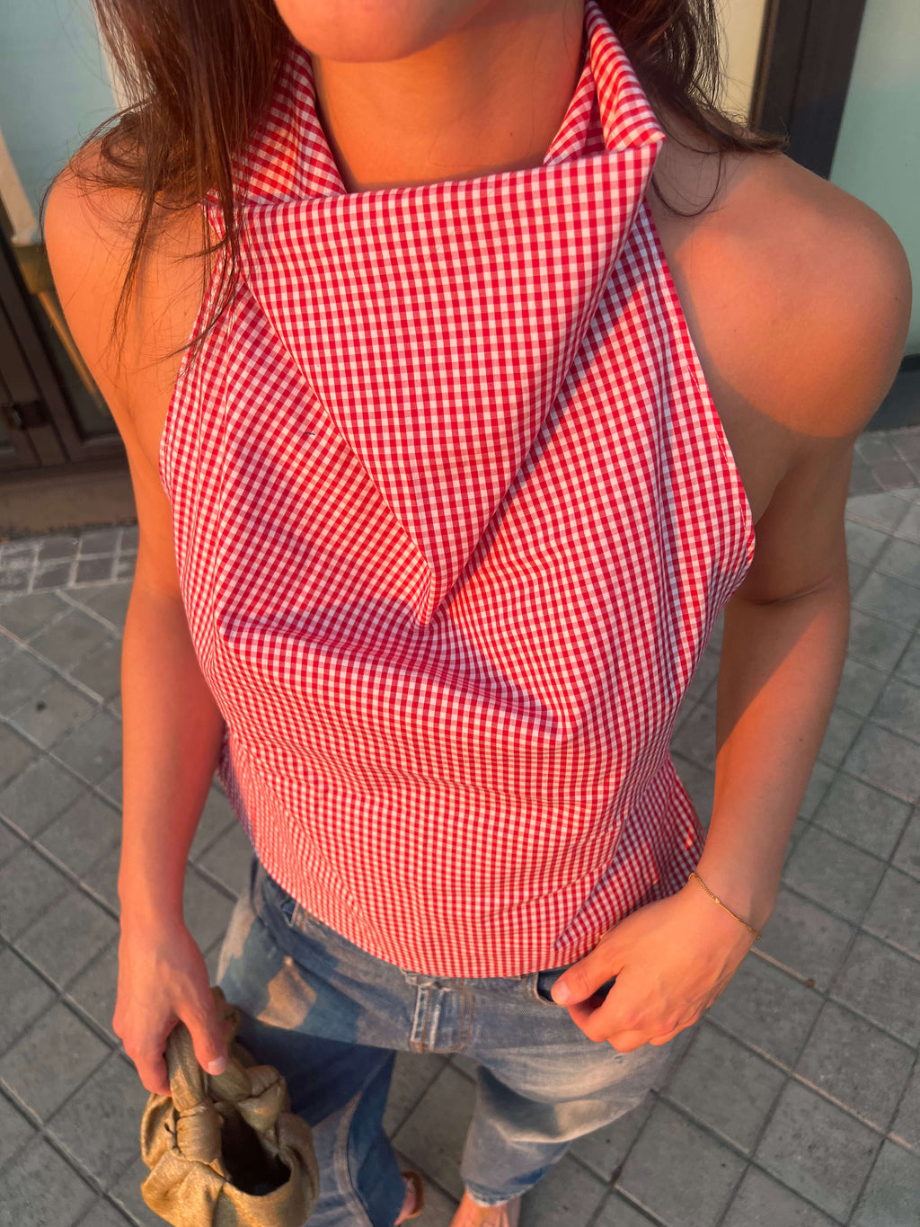 Halter Blouse - Checkred Red (S/M)