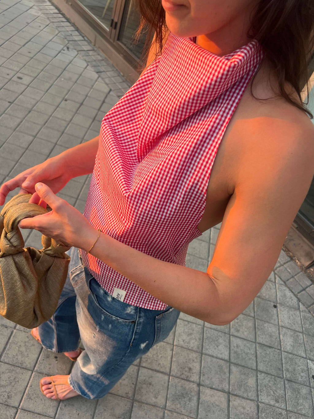 Halter Blouse - Checkred Red (S/M)