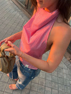 Halter Blouse - Checkred Red (S/M)