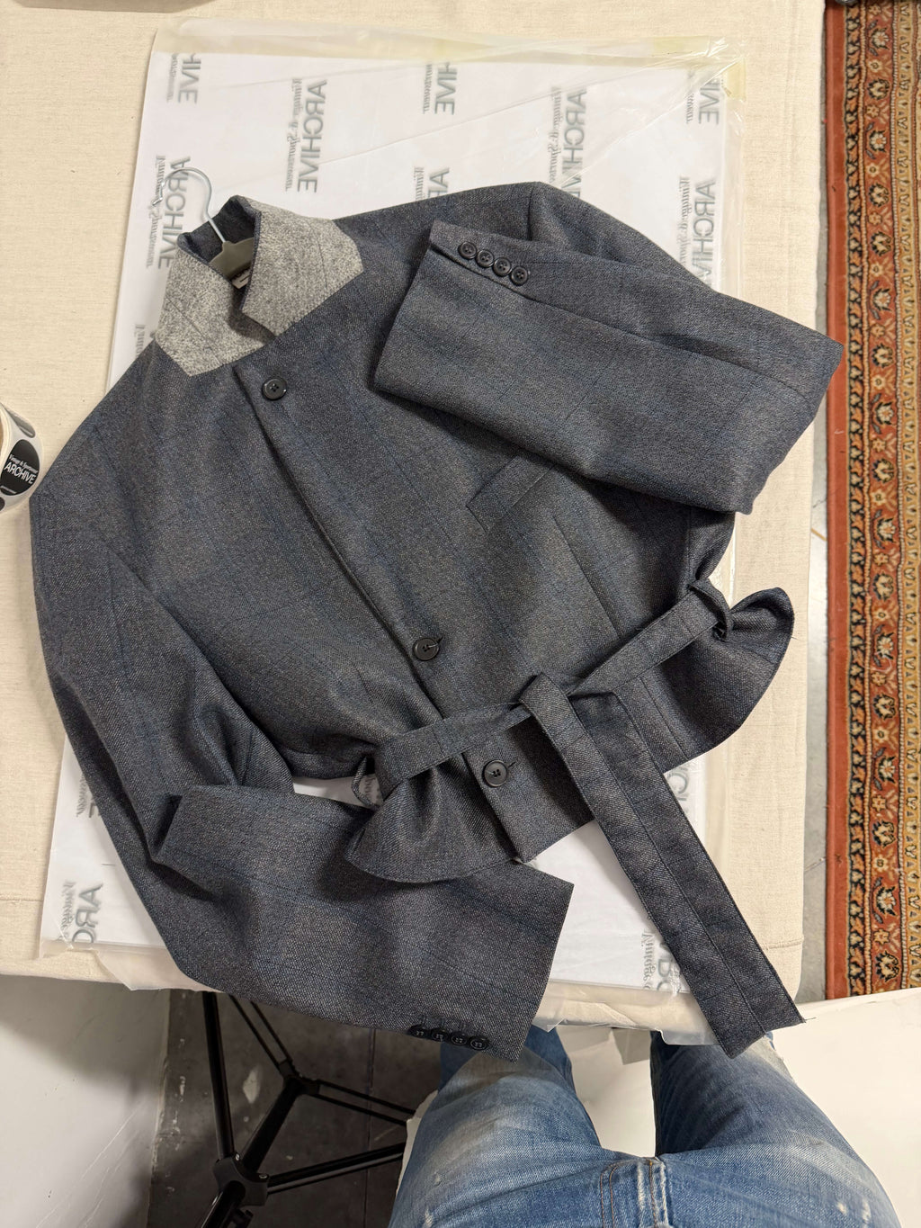 Tied-up Blazer - Textured Blue (L)