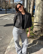 Mini blazer - Noir à rayures blanches (L)