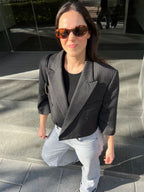 Mini blazer - Noir à rayures blanches (L)