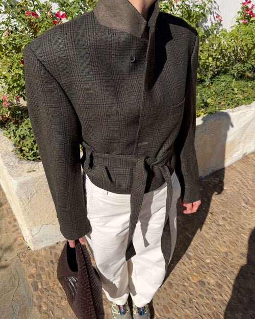 Tied-up Blazer - Dark Green Tweed (L)
