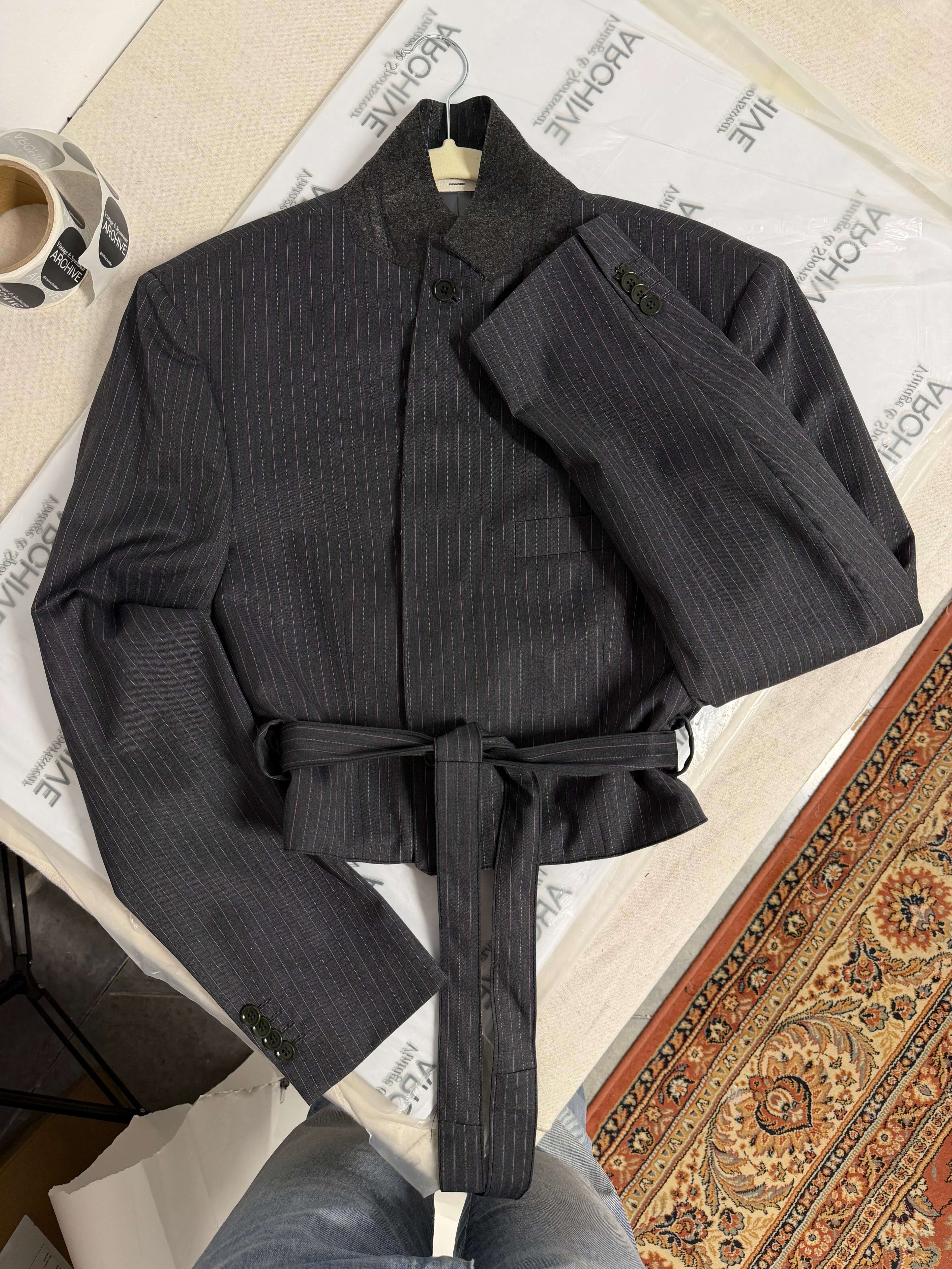 Tied-up Blazer - Grey Pinky Lines (S)