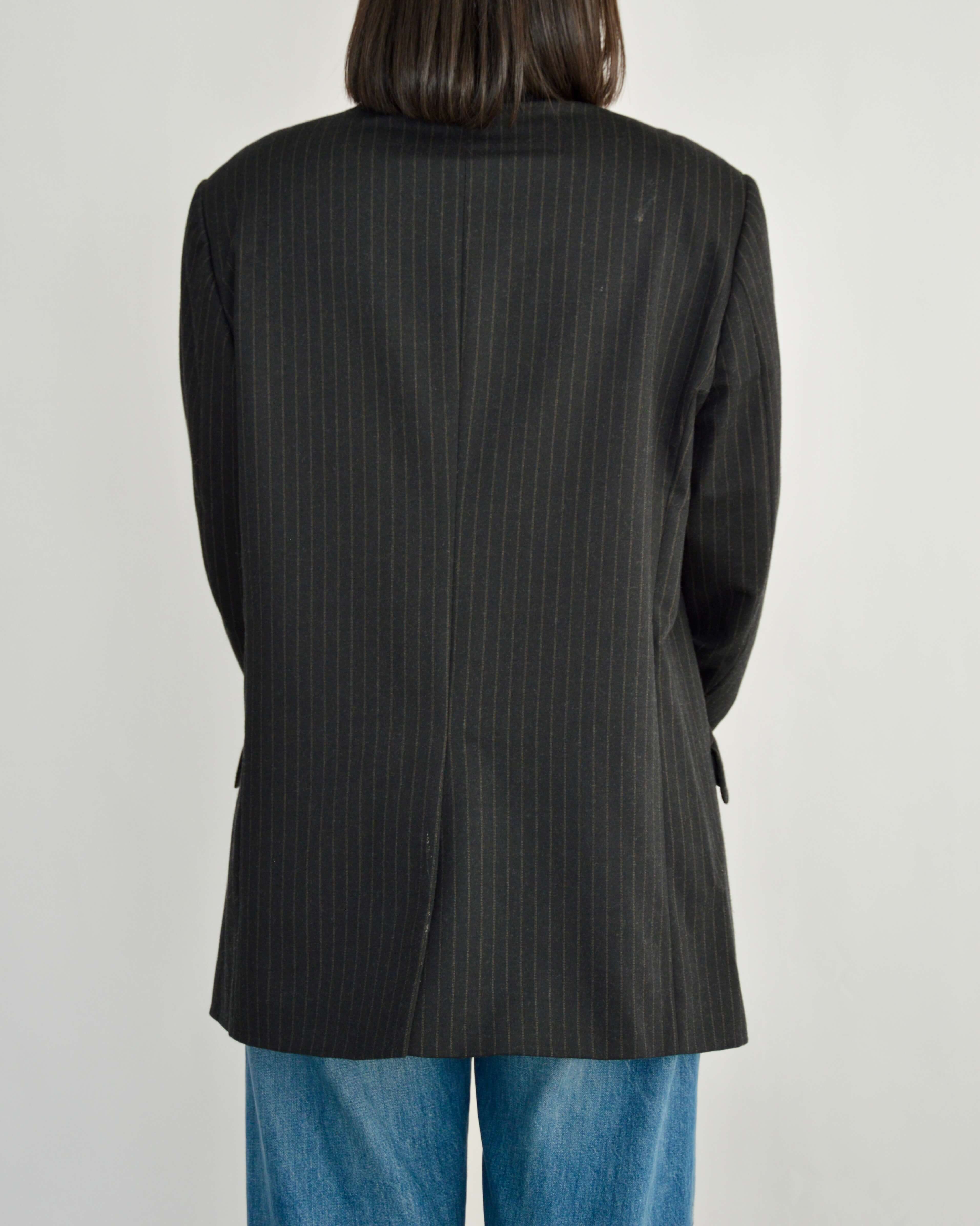 High Neck Blazer - Dark Stripped (M)