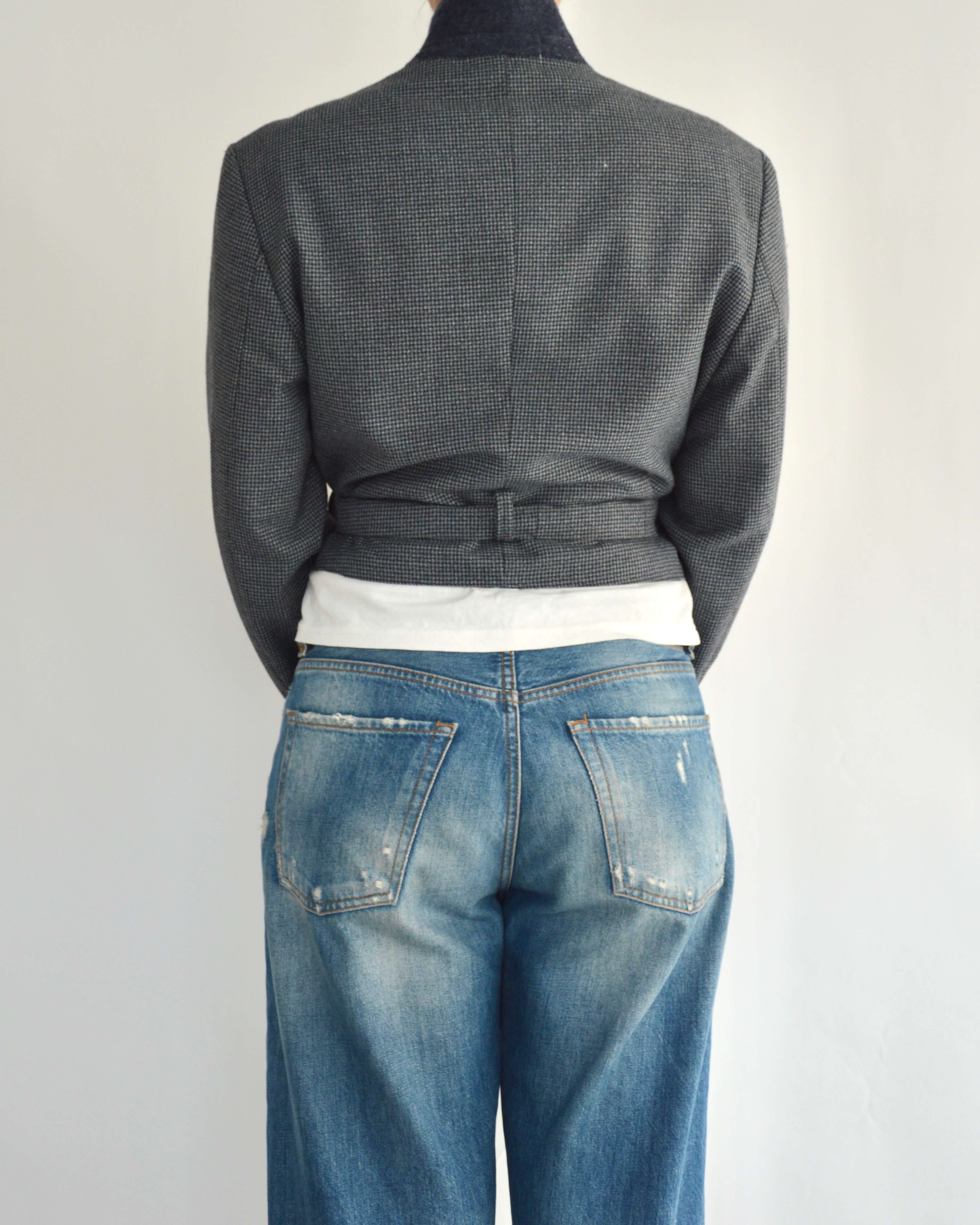 Tied-up Blazer - Textured Navy (S)