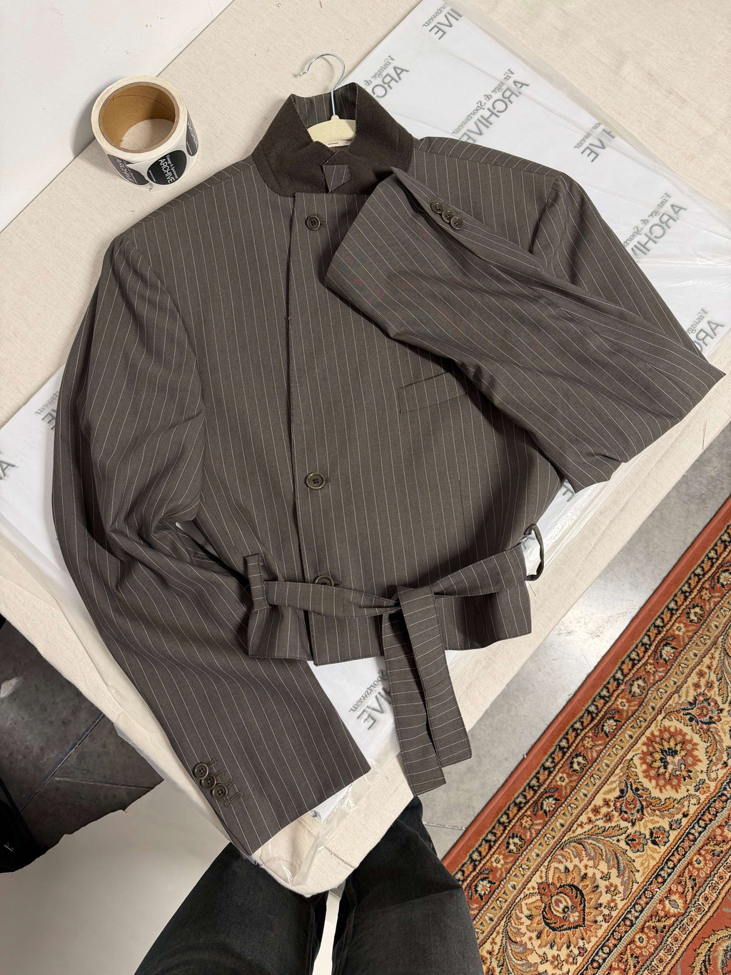 Tied-up Blazer - Brown Stripped (L)