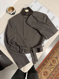 Tied-up Blazer - Brown Stripped (L)